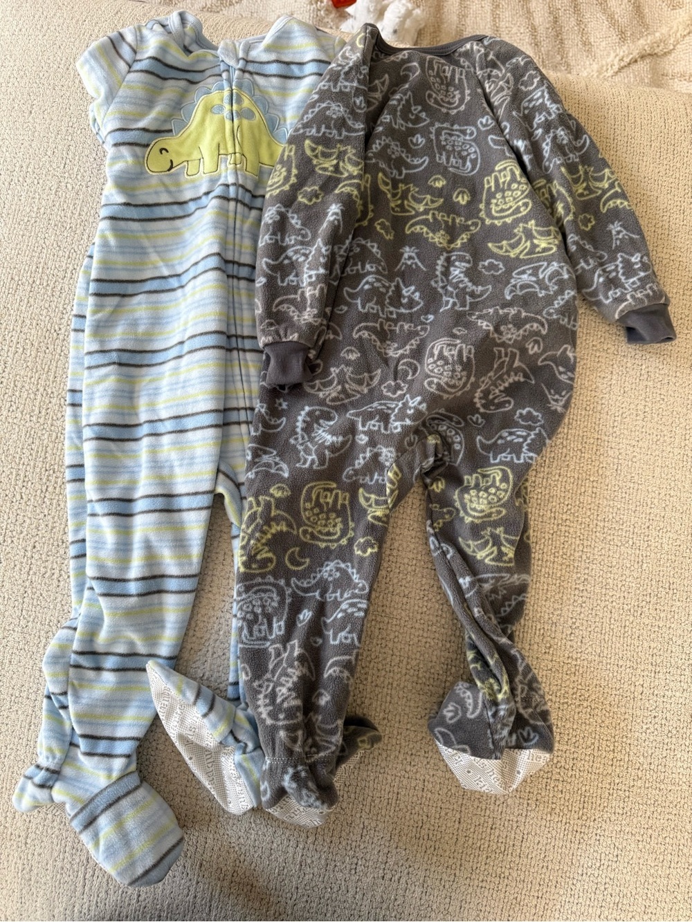 Kids Headquarters Dino Zip-Front footed PJs — Light Blue & Gray - Picture 5 of 6